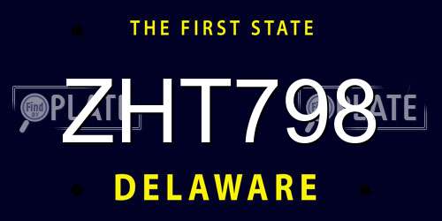 ZHT798 Delaware License Plate