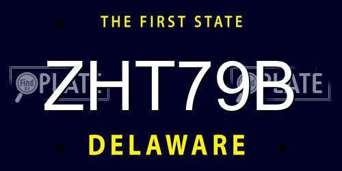 ZHT79B Delaware License Plate