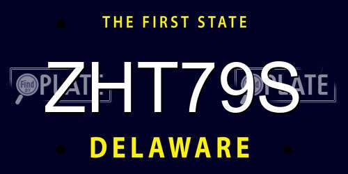 ZHT79S Delaware License Plate