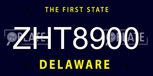 ZHT8900 Delaware License Plate