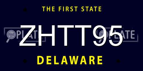 ZHTT95 Delaware License Plate