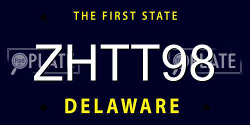 ZHTT98 Delaware License Plate