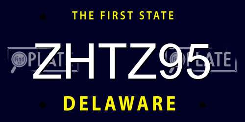 ZHTZ95 Delaware License Plate