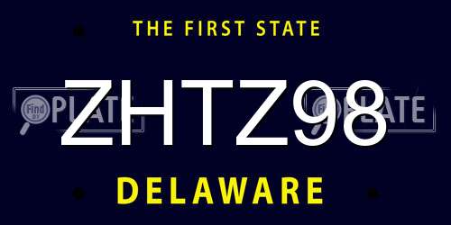 ZHTZ98 Delaware License Plate