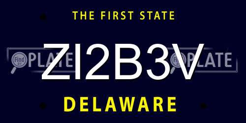 ZI2B3V Delaware License Plate