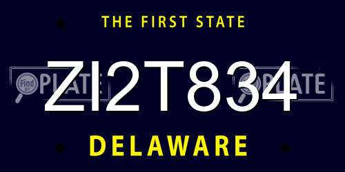 ZI2T834 Delaware License Plate