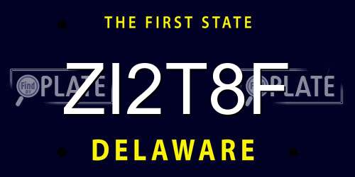 ZI2T8F Delaware License Plate