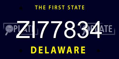 ZI77834 Delaware License Plate