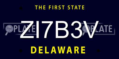 ZI7B3V Delaware License Plate