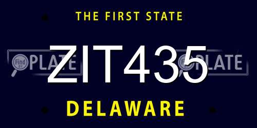 ZIT435 Delaware License Plate