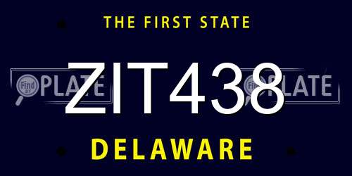 ZIT438 Delaware License Plate