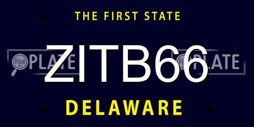ZITB66 Delaware License Plate