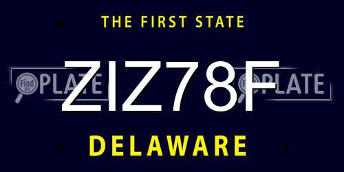 ZIZ78F Delaware License Plate