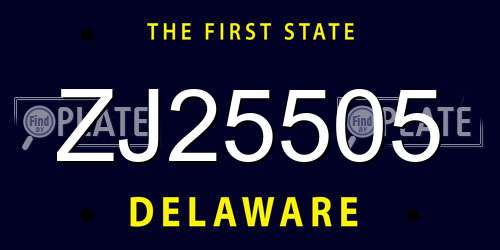 ZJ25505 Delaware License Plate