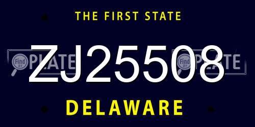 ZJ25508 Delaware License Plate