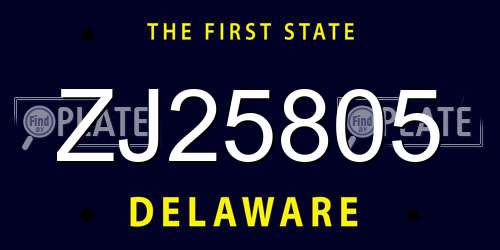 ZJ25805 Delaware License Plate