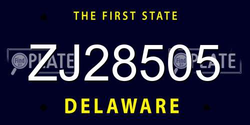 ZJ28505 Delaware License Plate