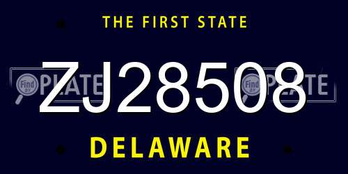 ZJ28508 Delaware License Plate