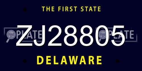 ZJ28805 Delaware License Plate