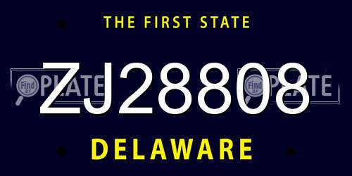 ZJ28808 Delaware License Plate