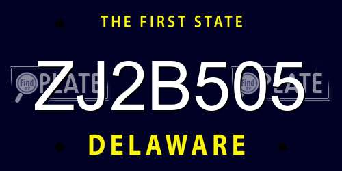ZJ2B505 Delaware License Plate