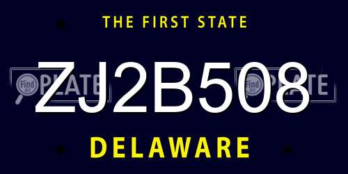 ZJ2B508 Delaware License Plate
