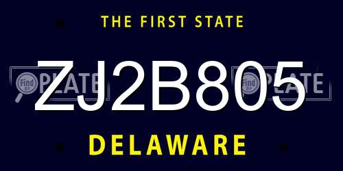 ZJ2B805 Delaware License Plate