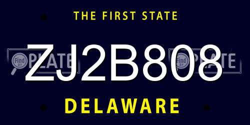 ZJ2B808 Delaware License Plate