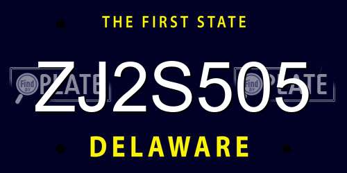 ZJ2S505 Delaware License Plate