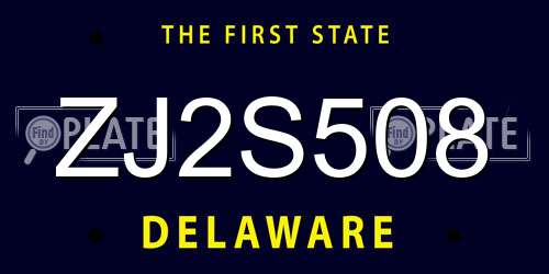 ZJ2S508 Delaware License Plate