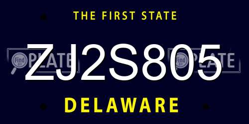ZJ2S805 Delaware License Plate