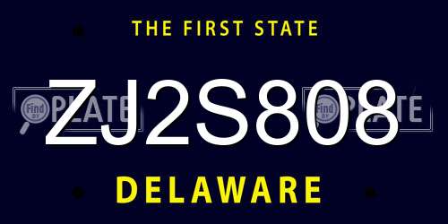 ZJ2S808 Delaware License Plate