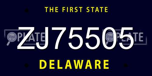 ZJ75505 Delaware License Plate