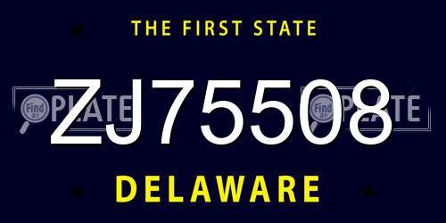 ZJ75508 Delaware License Plate