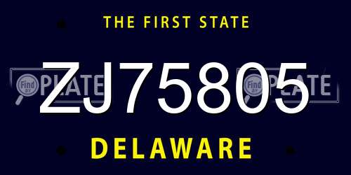 ZJ75805 Delaware License Plate