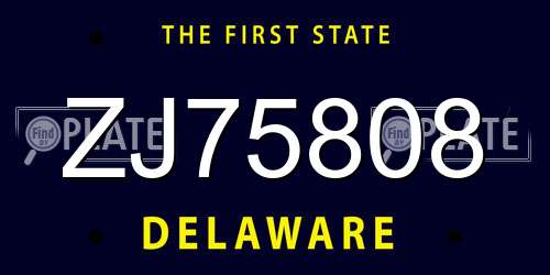 ZJ75808 Delaware License Plate