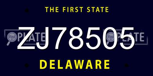 ZJ78505 Delaware License Plate