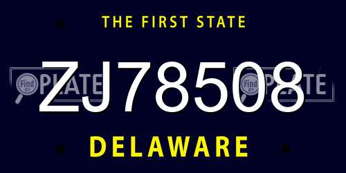 ZJ78508 Delaware License Plate