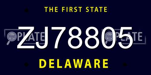 ZJ78805 Delaware License Plate