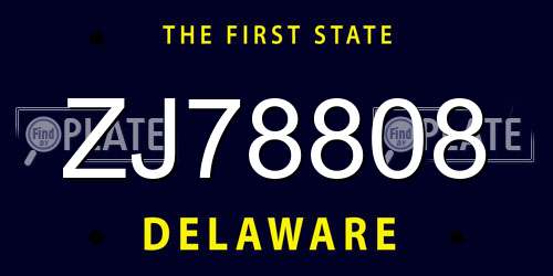 ZJ78808 Delaware License Plate