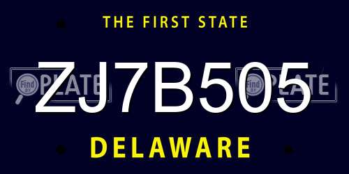 ZJ7B505 Delaware License Plate