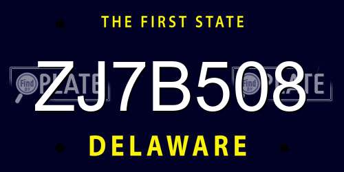 ZJ7B508 Delaware License Plate