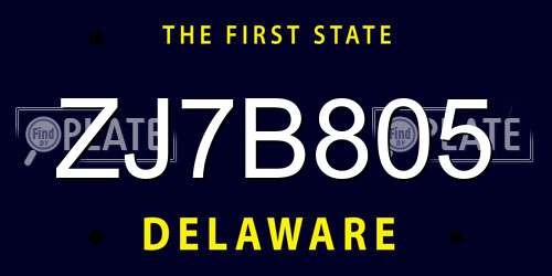ZJ7B805 Delaware License Plate