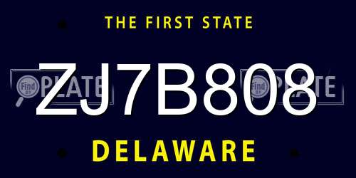 ZJ7B808 Delaware License Plate