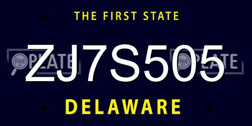 ZJ7S505 Delaware License Plate