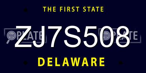 ZJ7S508 Delaware License Plate
