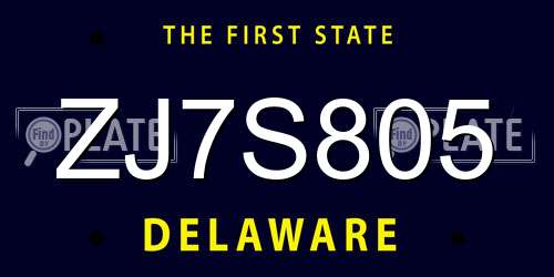 ZJ7S805 Delaware License Plate