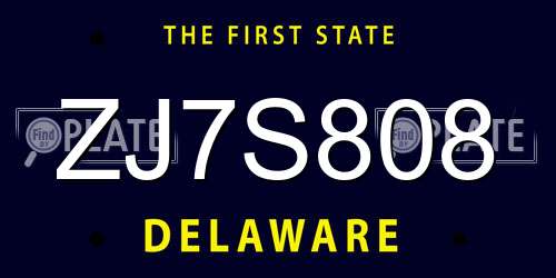 ZJ7S808 Delaware License Plate