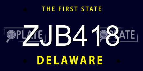 ZJB418 Delaware License Plate