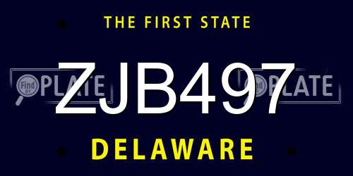ZJB497 Delaware License Plate